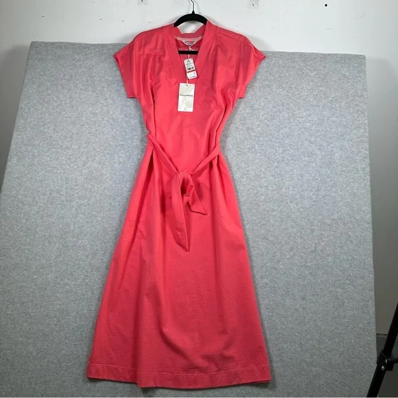 Tommy Bahama Islandscape Jersey Midi Dress NWT Melon Berry V Neck Pockets XS - Picture 7 of 16